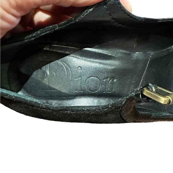 Dior Womens 37.5/7 Black Suede Mary Jane Heels - Picture 4 of 11